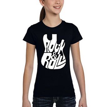 Rock And Roll Guitar - Girl's Word Art T-shirt