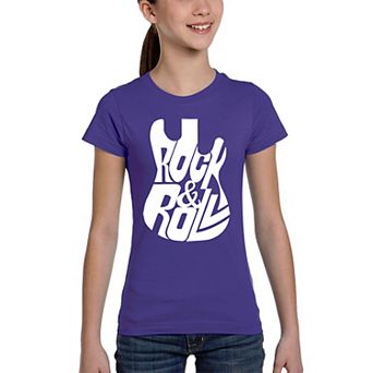 Rock And Roll Guitar - Girl's Word Art T-shirt