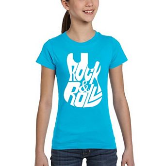Rock And Roll Guitar - Girl's Word Art T-shirt