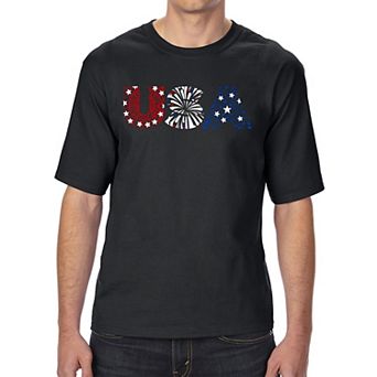 Usa Fireworks - Men's Tall And Long Word Art T-shirt