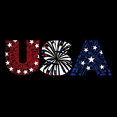 Usa Fireworks - Men's Tall And Long Word Art T-shirt