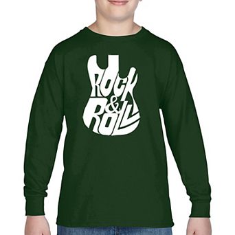 Rock And Roll Guitar - Boy's Word Art Long Sleeve T-shirt