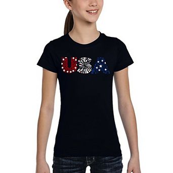 Usa Fireworks - Girl's Word Art T-shirt