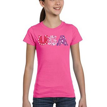 Usa Fireworks - Girl's Word Art T-shirt