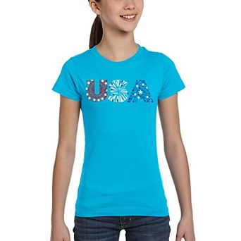 Usa Fireworks - Girl's Word Art T-shirt