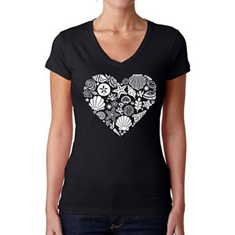 Sea Shells - Women's Word Art V-neck T-shirt