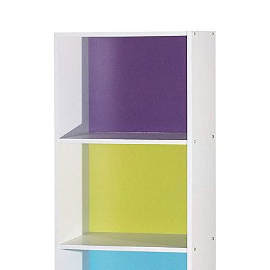 Hodedah Import 12 x 16 x 60 In 5 Shelf Bookcase Organizer, Rainbow Wood Finish