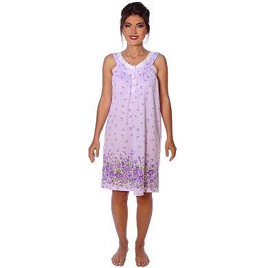 Women's Floral Sleeveless Embroidered Nightgown