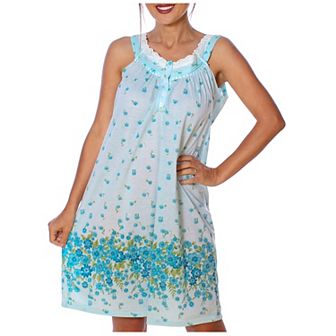 Women's Floral Sleeveless Embroidered Nightgown