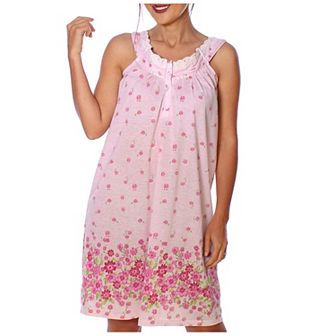 Women's Floral Sleeveless Embroidered Nightgown