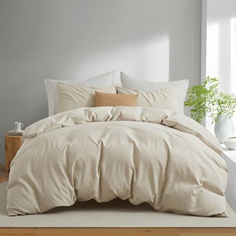 Unikome Soft Comfy Faux Linen Duvet Cover Textured Bedding Set