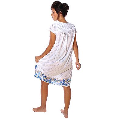 Women's Cap Sleeves Floral Polka Dot Embroidery Lace Nightgown