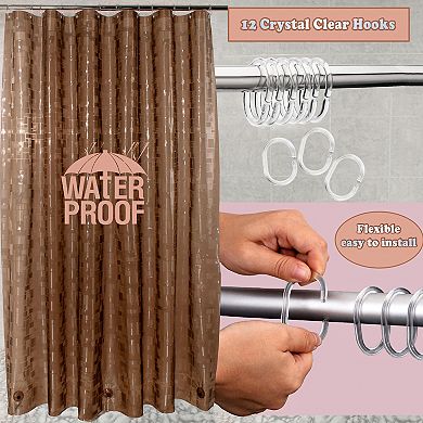 Heavy 8g Peva Shower Curtain Liner, 3d Semi Transparent Design, 70 X 72 Inch, Plastic Hooks Included