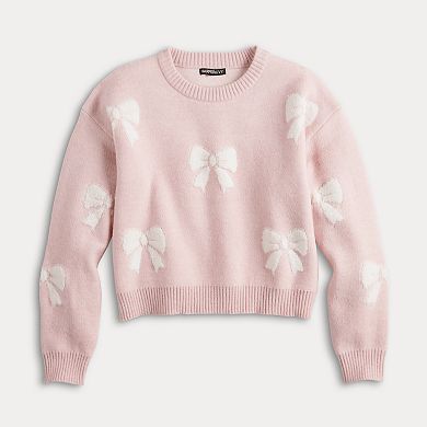 Juniors' Harper & Ivy Bow Print Sweater