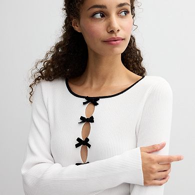 Juniors' Harper & Ivy Cropped Bow Sweater