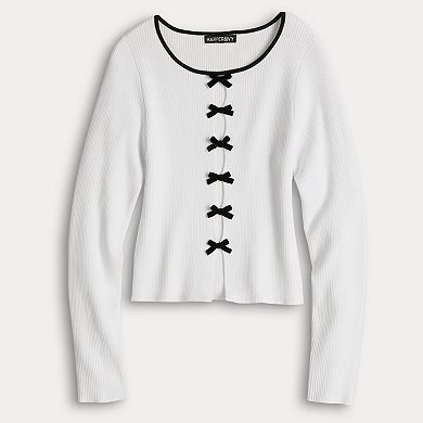 Juniors' Harper & Ivy Cropped Bow Sweater