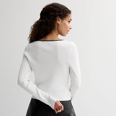 Juniors' Harper & Ivy Cropped Bow Sweater