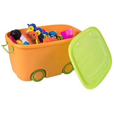 Stackable Toy Storage Box With Wheels Large Orange