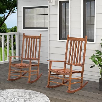Shine Company 2-Piece Vermont Indoor/Outdoor Wooden Porch Rocker Set