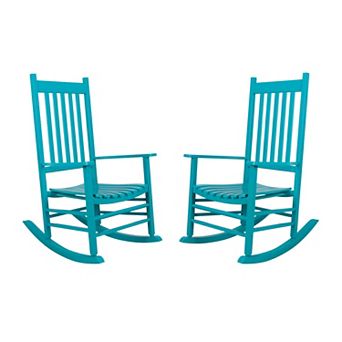 Shine Company 2 pc Vermont Indoor/Outdoor Wooden Porch Rocker Set