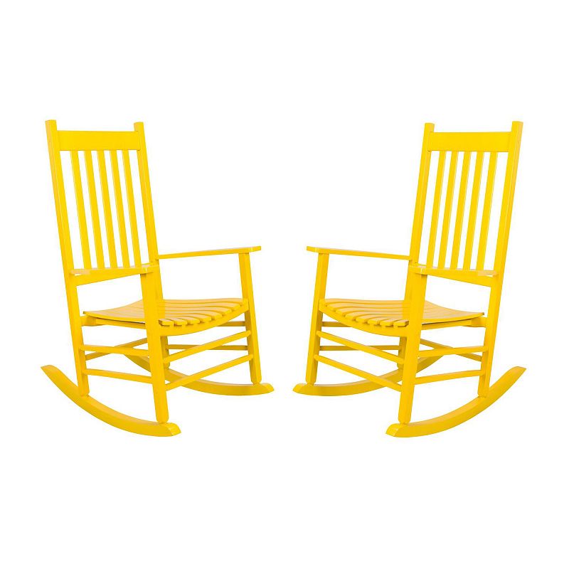Shine Company 2-Piece Vermont Indoor/Outdoor Wooden Porch Rocker Set, Yellow