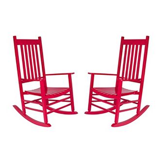 Shine Company 2 pc Vermont Indoor/Outdoor Wooden Porch Rocker Set