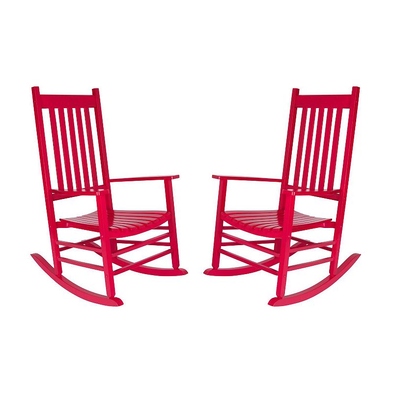 Shine Company 2-Piece Vermont Indoor/Outdoor Wooden Porch Rocker Set, Red
