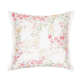 C&F Home Bunny Rabbit Floral Square Easter Throw Pillow