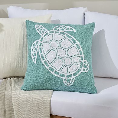 Mina Victory Towel Embroidered Sea Turtle Indoor Outdoor Throw Pillow