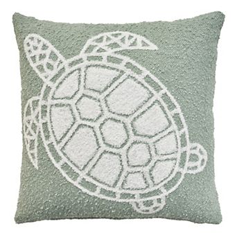 Mina Victory Towel Embroidered Sea Turtle Indoor Outdoor Throw Pillow