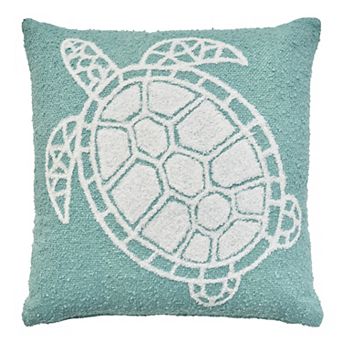 Mina Victory Towel Embroidered Sea Turtle Indoor Outdoor Throw Pillow
