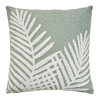 Mina Victory Towel Embroidered Palm Leaf Indoor Outdoor Throw Pillow
