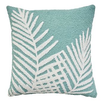 Mina Victory Towel Embroidered Palm Leaf Indoor Outdoor Throw Pillow