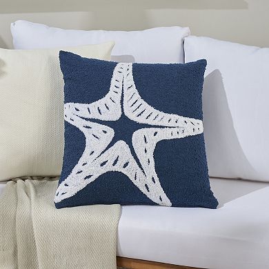 Mina Victory Towel Embroidered Starfish Indoor Outdoor Throw Pillow