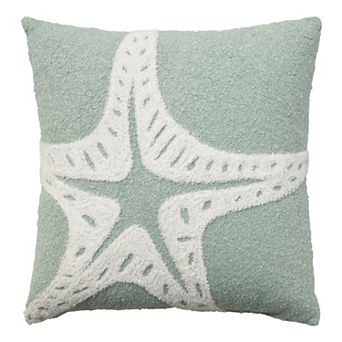 Mina Victory Towel Embroidered Starfish Indoor Outdoor Throw Pillow