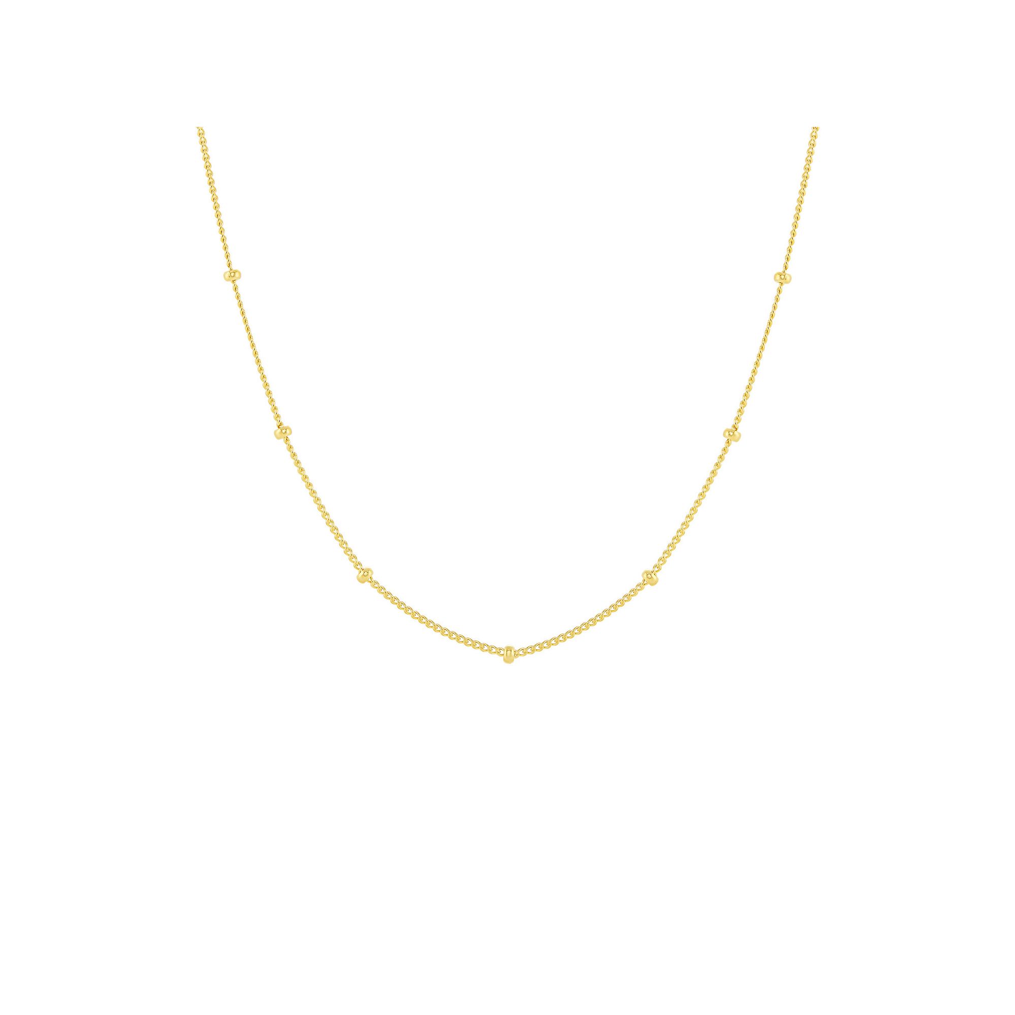 PRIMROSE Sterling Silver Polished Beads Station Curb Chain Necklace, Women