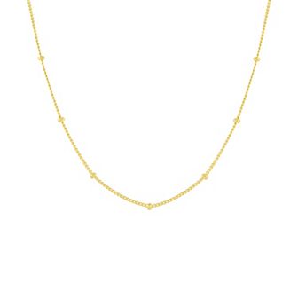 PRIMROSE Sterling Silver Polished Beads Station Curb Chain Necklace