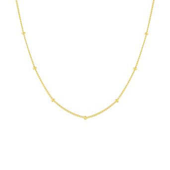 PRIMROSE Sterling Silver Polished Beads Station Curb Chain Necklace