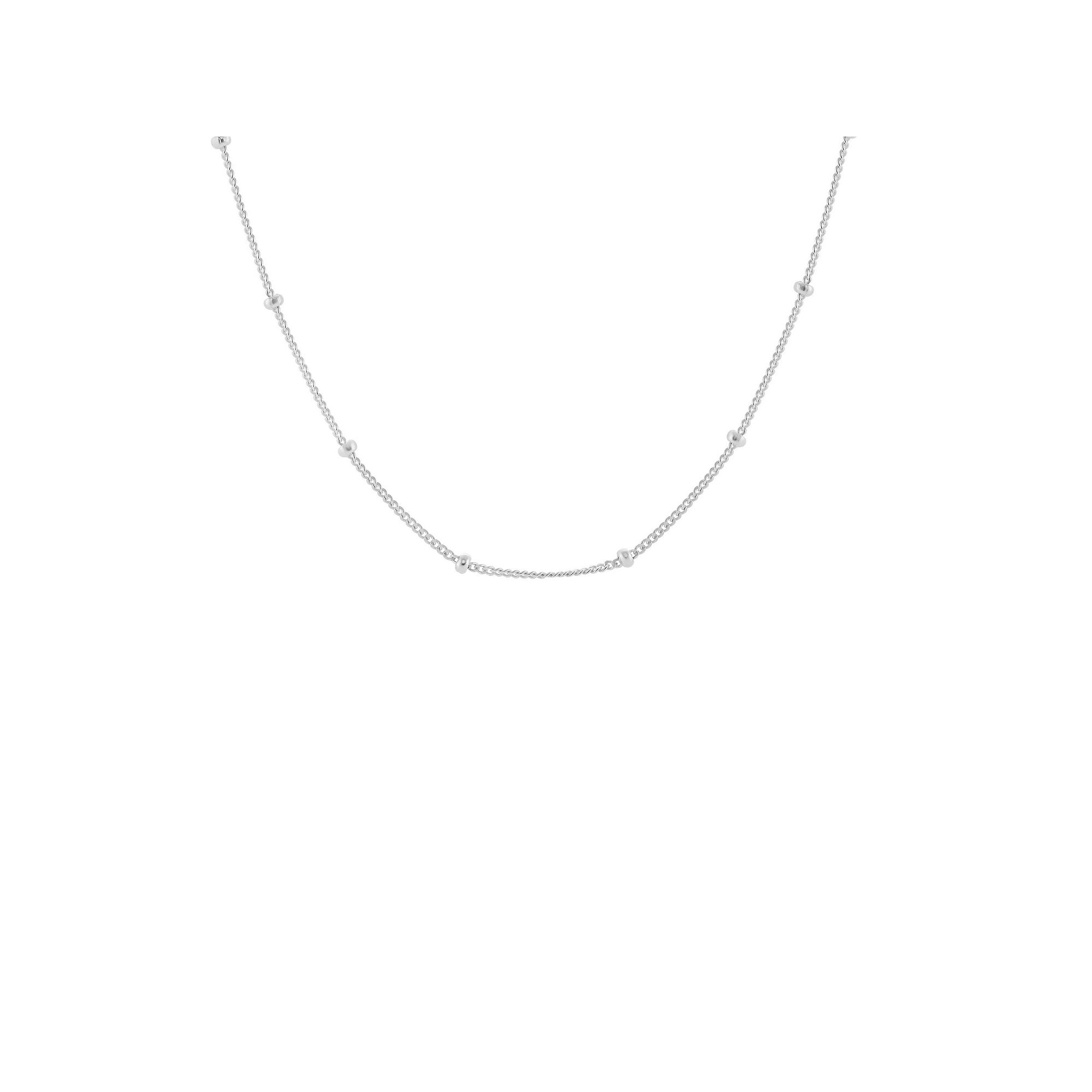 PRIMROSE Sterling Silver Polished Beads Station Curb Chain Necklace, Women