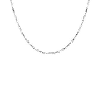 PRIMROSE Sterling Silver Polished Diamond Cut Flat Bar Stations Chain Necklace