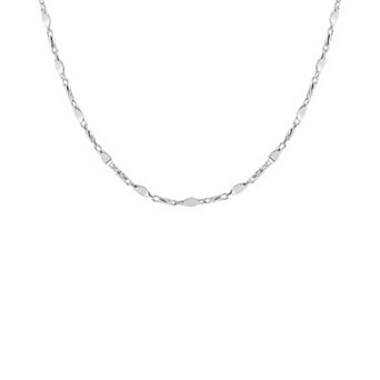 PRIMROSE Sterling Silver Polished Diamond Cut Flat Bar Stations Chain Necklace