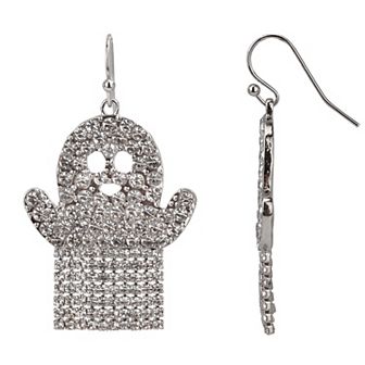 Celebrate Together™ Halloween Silver Tone Crystal Ghost Drop Earrings