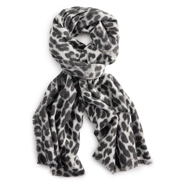 Women's Nine West Hazy Leopard Softy Scarf - Black