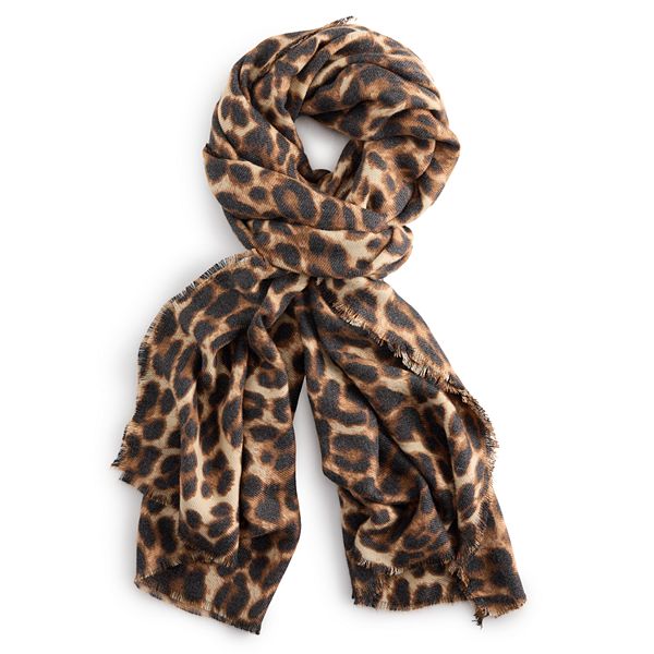 Women's Nine West Hazy Leopard Softy Scarf - Brown