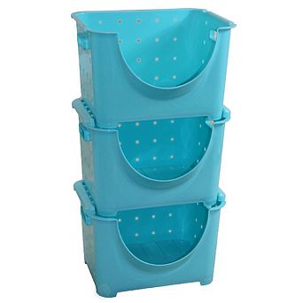 Stackable Plastic Storage Container, Set Of 3