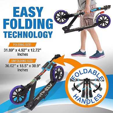 Serenelife Folding Kick Scooter With Big Wheels For Kids And Adults, Graffiti