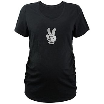 Disney's Mickey Mouse Hand Peace Sign Maternity Graphic Tee