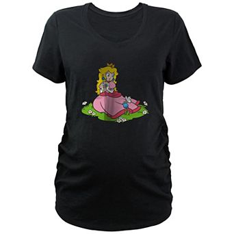 Maternity Super Mario Bros Princess Peach Picking Flowers Graphic Tee