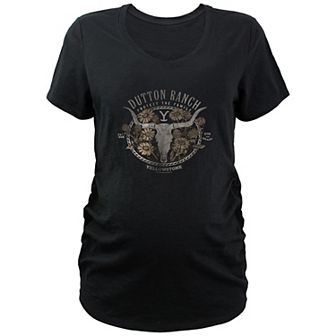 Maternity Yellowstone Dutton Ranch Floral Logo Graphic Tee