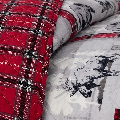 Cuddl Duds Red Lodge Flannel Quilt Set